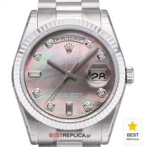 Rolex Day-Date Grey MOP Dial Diamond Markers 18k white Gold