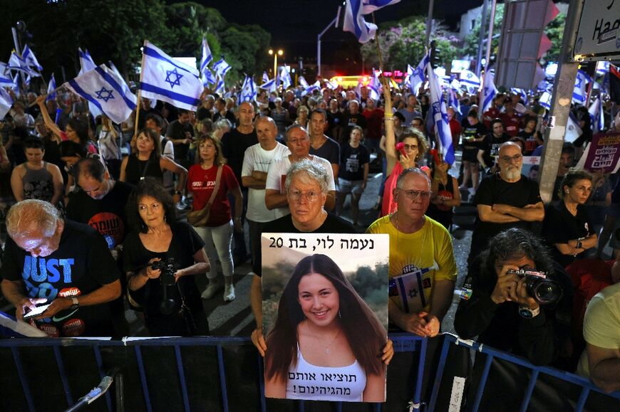 Israelis rally in the northern city of Haifa, calling on the government to secure the release of hostages still held in Gaza