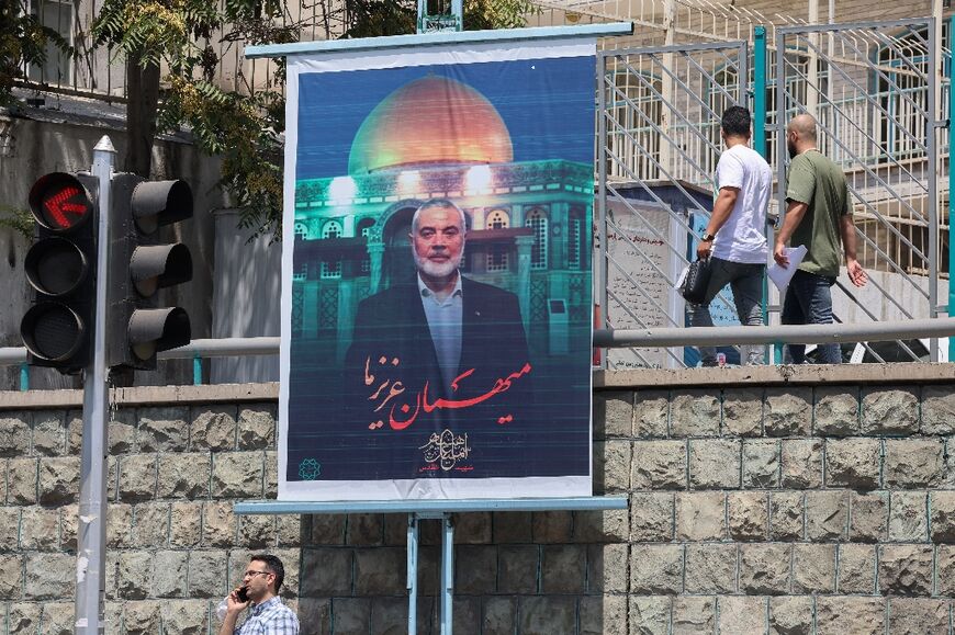 A poster of slain Hamas leader Ismail Haniyeh in Iran's capital Tehran