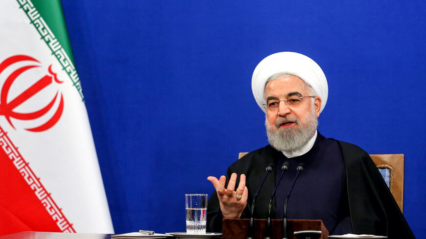 Iranian President Hassan Rouhani speaks during a news conference in the capital Tehran, on Feb. 16, 2020. 