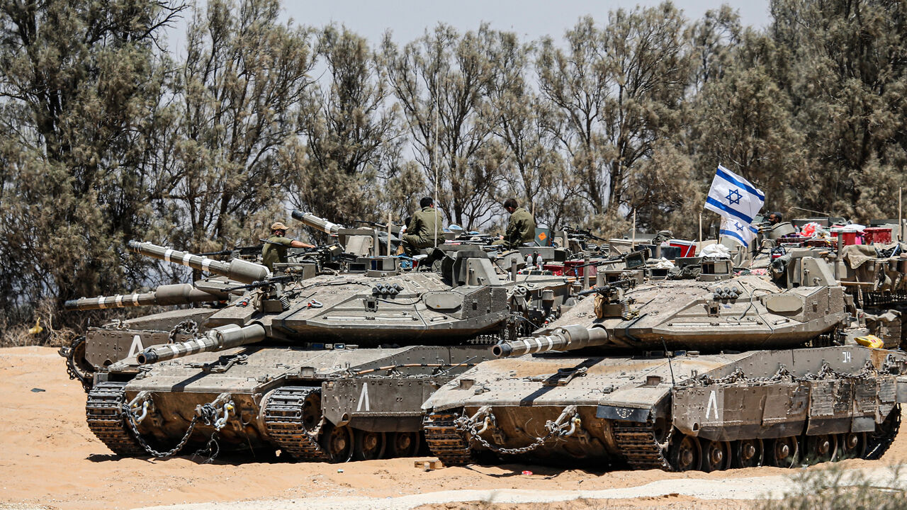 Israeli tanks move toward Rafah during the wider military operation in the Gaza Strip, May 29, 2024.