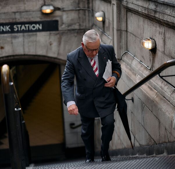 A man walks out of Bank Station, in The City financial district, in central London, on June 12, 2024. (Photo by BENJAMIN CREMEL / AFP) (Photo by BENJAMIN CREMEL/AFP via Getty Images)