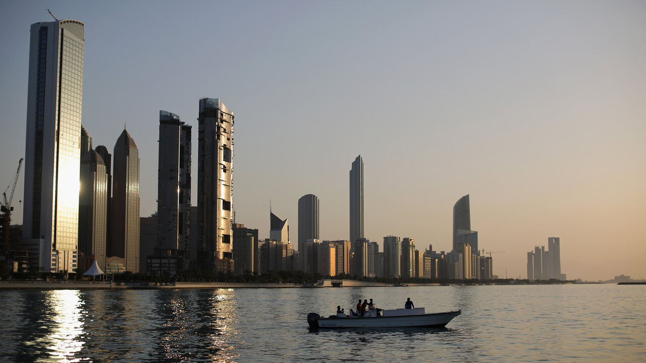 A general view of the city skyline at sunset from Dhow Harbour, Abu Dhabi, United Arab Emirates, Feb. 5, 2015.