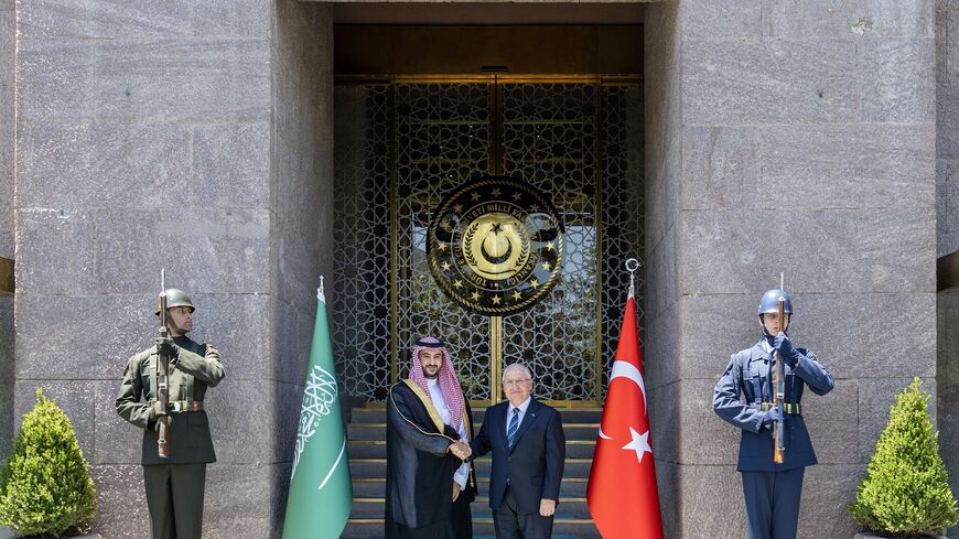 Saudi defense chief Khalid bin Salman in Turkey received by his counterpart Yasar Guler in Ankara on July 2, 2024