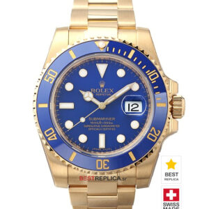 Rolex Submariner 18k Gold Blue dial Ceramic Bezel