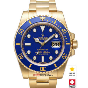 Rolex Submariner 18k Gold Blue dial Ceramic Bezel Diamond Markers