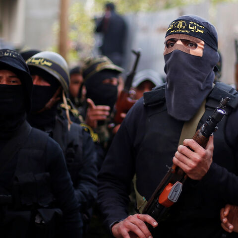 Islamic Jihad militants attend the funeral of Palestinian Jehad Hararah who was killed at the Israeli-Gaza border fence, in Gaza City March 23, 2019. REUTERS/Mohammed Salem - RC1B410D6340